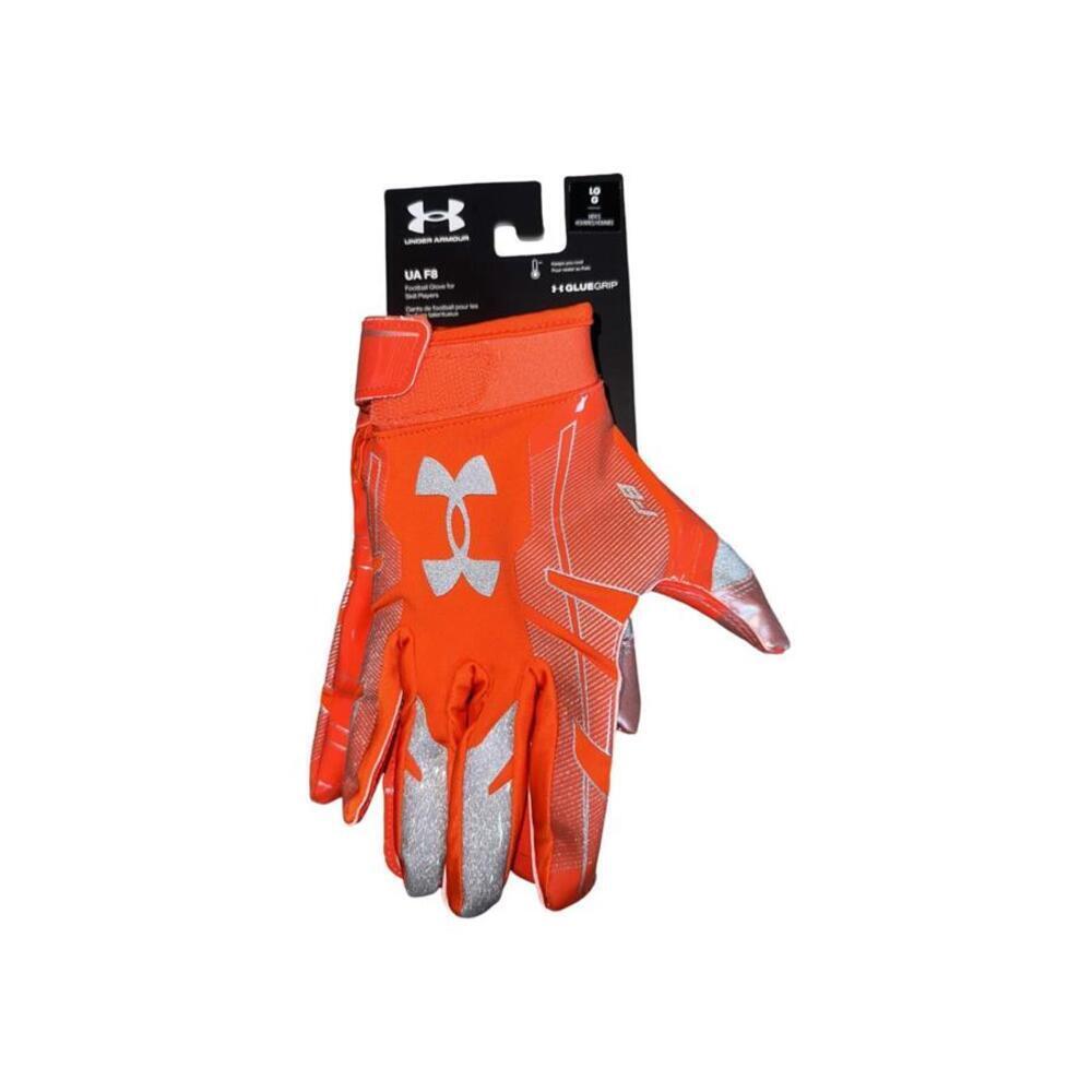 Under Armour Men's UA F8 Football Gloves 1368851-654 Orange/Silver Size Large